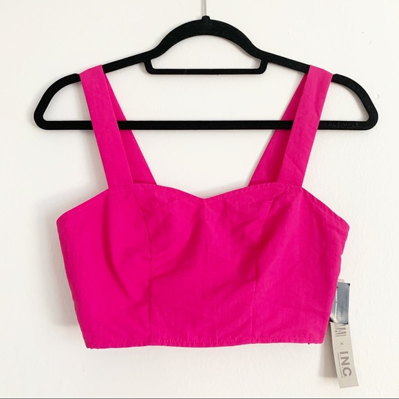 INC Crop Top Bralet in Hot Pink Strappy Fitted Size XS - Picture 4 of 9